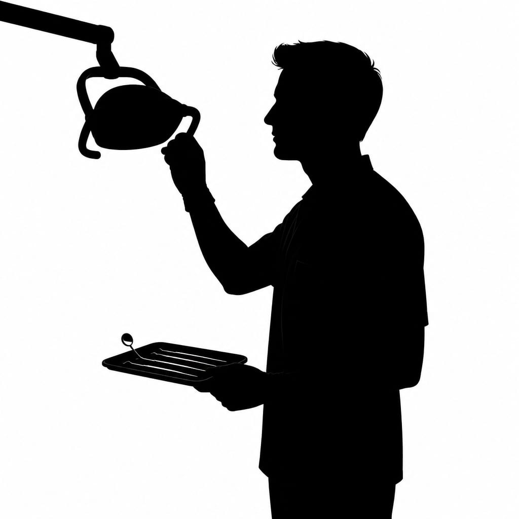 Illustrated dentist silhouette used in place of a portrait photograph
